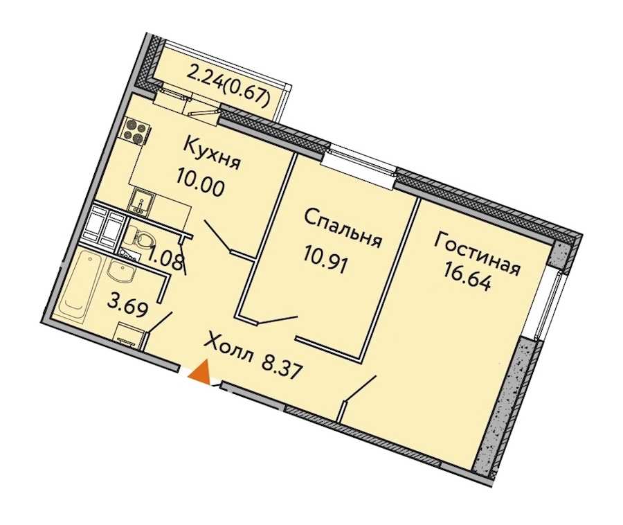 Двухкомнатная квартира в : площадь 51.36 м2 , этаж: 8 – купить в Санкт-Петербурге